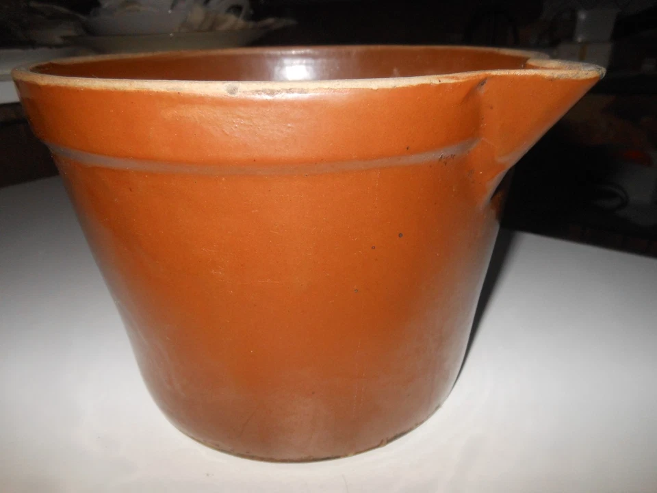 Antik Keramik Tontopf mit Henkel und Ausgießer - Höhe 16cm - Durchmesser 20cm - Bild 4 von 4