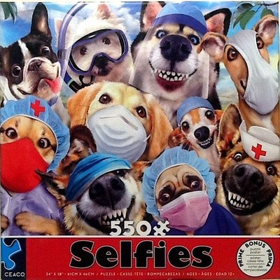 Selfies Dogs Wearing Surgical Masks Boston Terrier Howard Robinson 550 pc 24X18