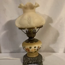 Vintage Accurate Casting Gone With The Wind Hurricane 3 Way Lamp Mustard Floral
