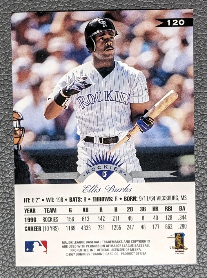 Ellis Burks 1997 Donruss/Leaf   #120 card⚾ - Image 2 of 2