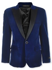Kids World Boys' Velvet Blazer Color: royal blue Size: 4
