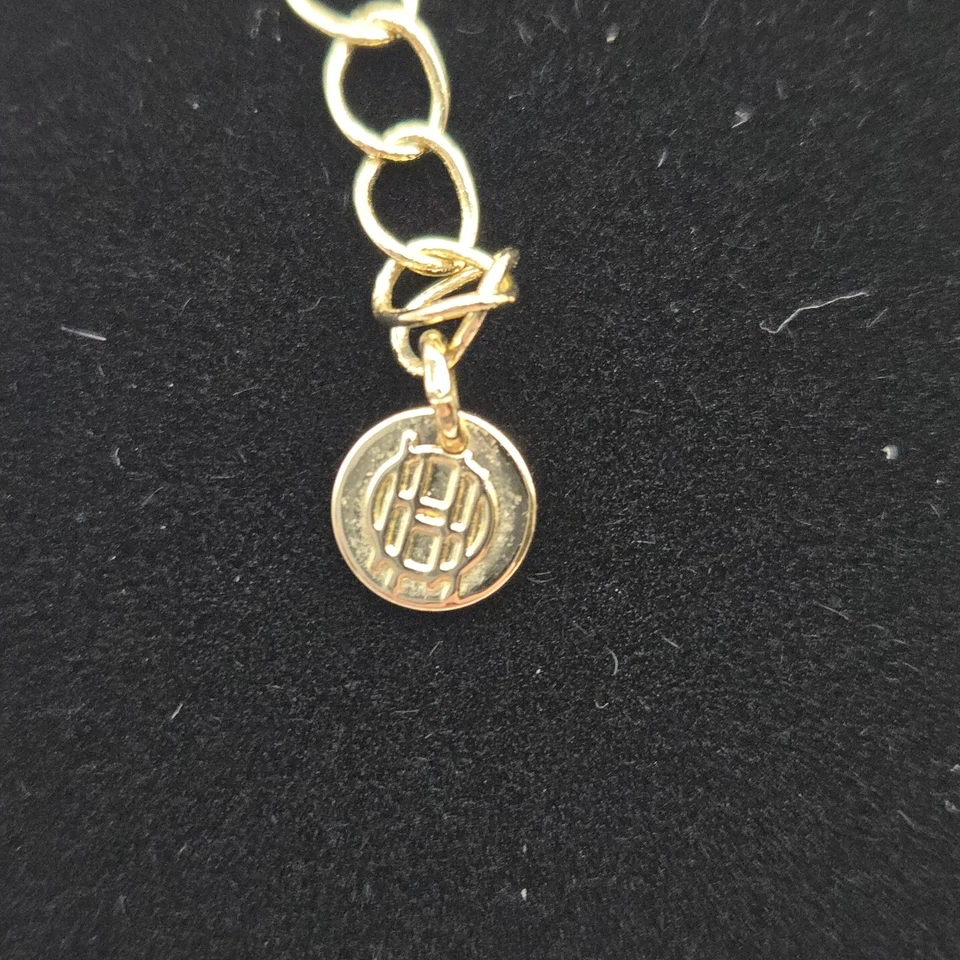 Collar House of Harlow 1960 chapado en oro 5 estaciones cuero azul Foto 3 de 3