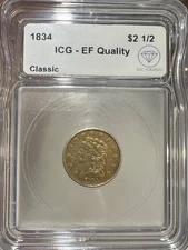1834 $2.50 Gold Liberty Head Quarter Eagle ICG EF Quality Classic IDC Verified