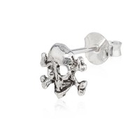 Einzelohrstecker Totenkopf 925 Silber Oxidiert 5Mm Klein 5Mm Ohrring