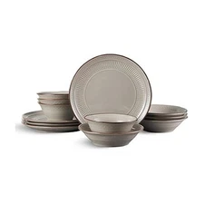 Easton 12 Piece Dinnerware Set, Service For 4, Taupe