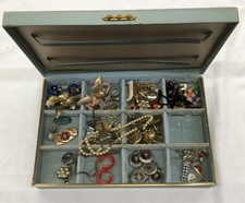 Mixed Bulk Jewelry Lot W/Box For Crafting/Use, Preowned 66 Pcs.