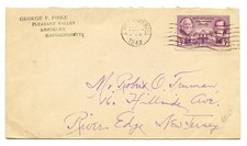 Usa 1943 Cover George F Fikse Amesbury Mass To River Edge Nj