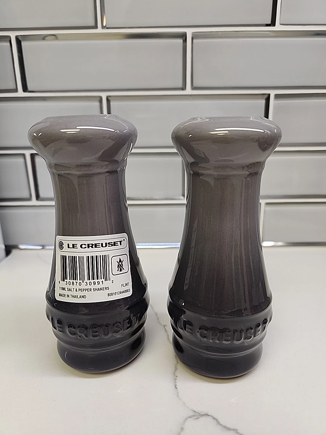 Le Creuset Salt And Pepper Shakers 110 Ml Flint, Thailand, New