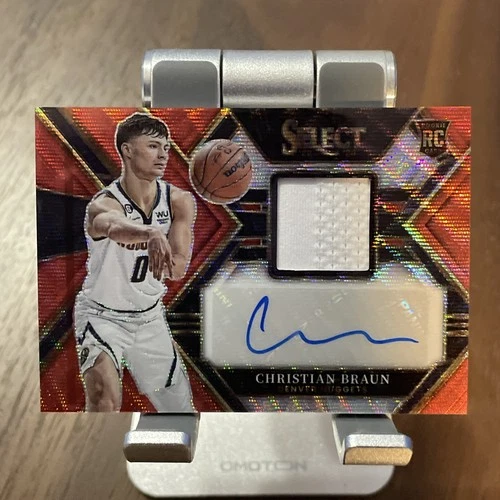 2022-23 CHRISTIAN BRAUN AUTO JERSEY PANINI SELECT RED WAVE ROOKIE RC AUTOGRAPHS