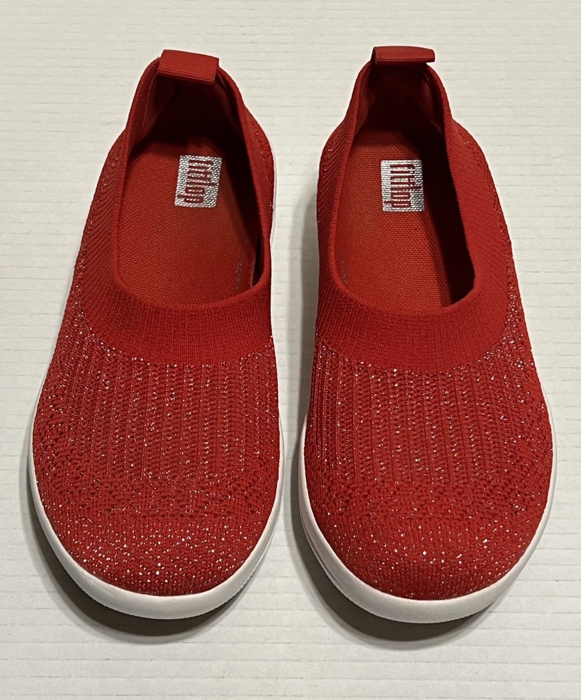 Fitflop Uberknit Women Shoe Knit Slip On Sneaker Ballet Flats Red Size 6