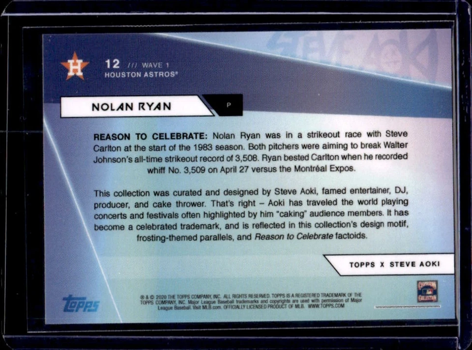 2020 Topps x Steve Aoki Nolan Ryan #12 Astros - Image 2 of 2
