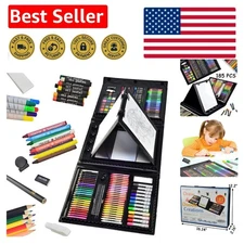 185-Piece Double-Sided Trifold Easel Art Set - Eco-Friendly Creativity for Kids