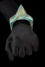 Rare Antique Faience Bracelet with Pyramid Ancient Egyptian Antiquities BC Era