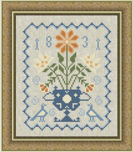Lady In Thread BREATH OF SUMMER Cross Stitch Chart ONLY ~ flower urn motif