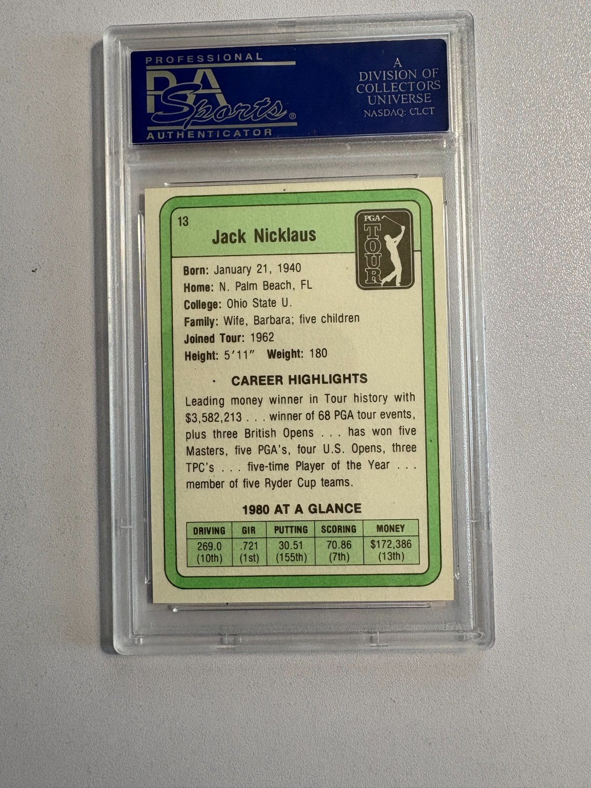 1981 DONRUSS GOLF JACK NICKLAUS ROOKIE CARD #13 GEM MINT 10 PSA 10 view 4