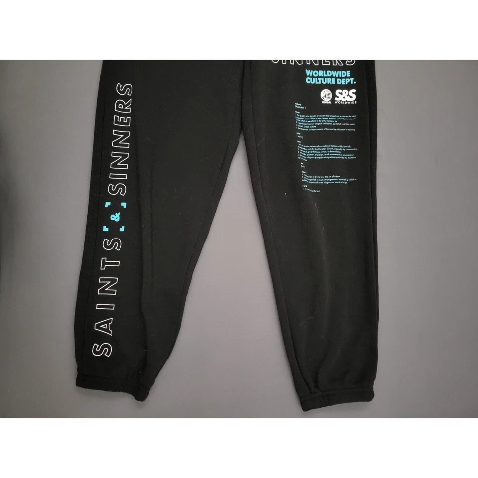 Rue21 Saints & Sinners Pants Mens S High Rise Jogger Culture Knit Pull On Black - Image 3 of 4