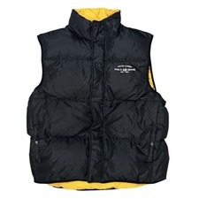 Vintage Ralph Lauren Polo Jeans Co Down Puffer Vest Black Yellow Sz XL 90s Y2K