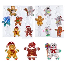LET’S Resin 18 Cavities Christmas Resin Molds, 6 Gingerbread Pattern Chris