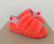 UGG RED CURRANT FLUFF YEAH SLIDE SHEEPSKIN SLIPPER SANDALS, US 5/ EUR 36 NIB