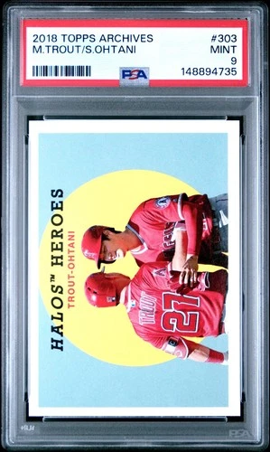 2018 Topps Archives - 1959 Mike Trout, Shohei Ohtani #303 (RC) - PSA 9