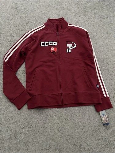 CCCP Russia Soviet Sickle Full Zip Jacket Men's L Red Sweatshirt - product listing photo