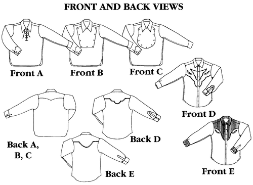 Folkwear Cowboy Western Frontier Shirts Sewing Pattern 212 Men & Women 5 Styles - Picture 4 of 5