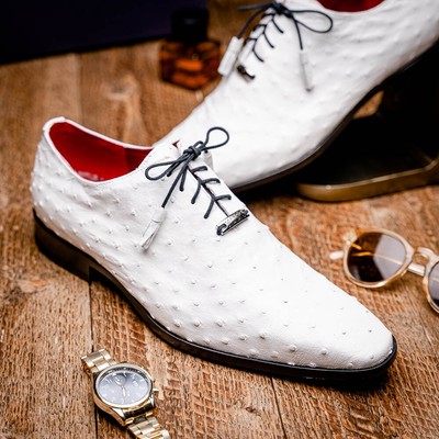 MARCO DI MILANO CRISS OSTRICH WHITE Quasten Geschnürt Oxford Schuhe
