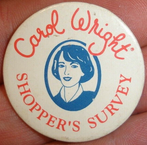Old vintage CAROL WRIGHT gifts SHOPPER'S SURVEY refrig retro housewife ...