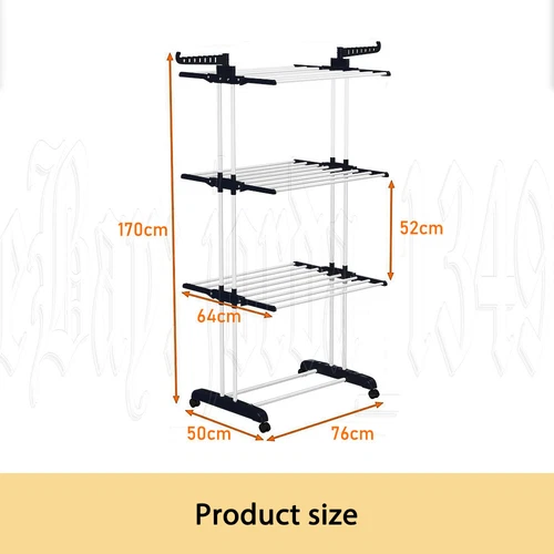 4 Tiers Foldable Garment Hanger Clothes Airer Drying Rack Laundry Support Horse - Picture 3 of 13
