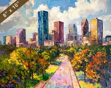 Houston with Museum District oil painting 8x10 Print