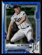 Nick Bitsko #'d /150 - 2021 Bowman Chrome Prospects Blue Shimmer Refractor SP