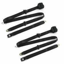 1970-1974 Challenger Standard 3pt Black Retractable Bucket Seat Belt Kit 2 Belts