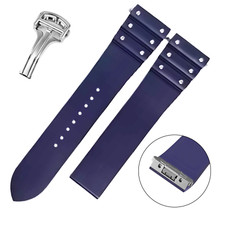 21mm Blue Rubber Strap Quick Release with Screws For Cartier Santos Large