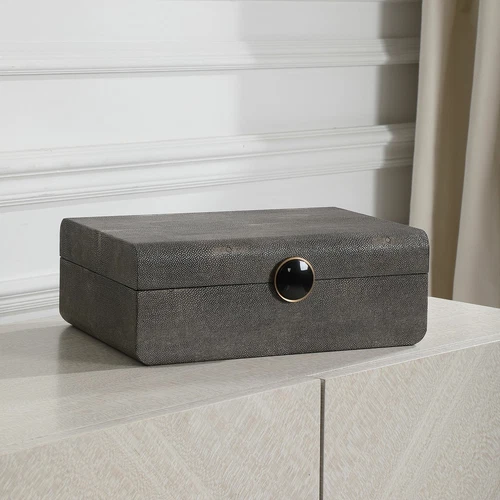 UTTERMOST 17836 LALIQUE FAUX SMOKE GRAY ART DECO DECORATIVE BOX - Picture 1 of 5