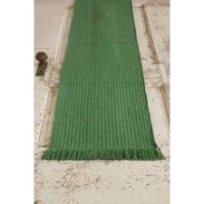 New Country Cottage Grass KELLY GREEN TABLE RUNNER Textured Woven 74" Long