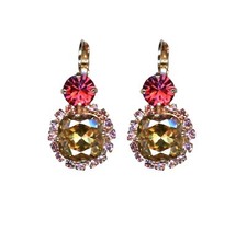Earrings By Mariana Winter 2019 Coll. Elegant Golden Shadow and Pinks Swarovs...