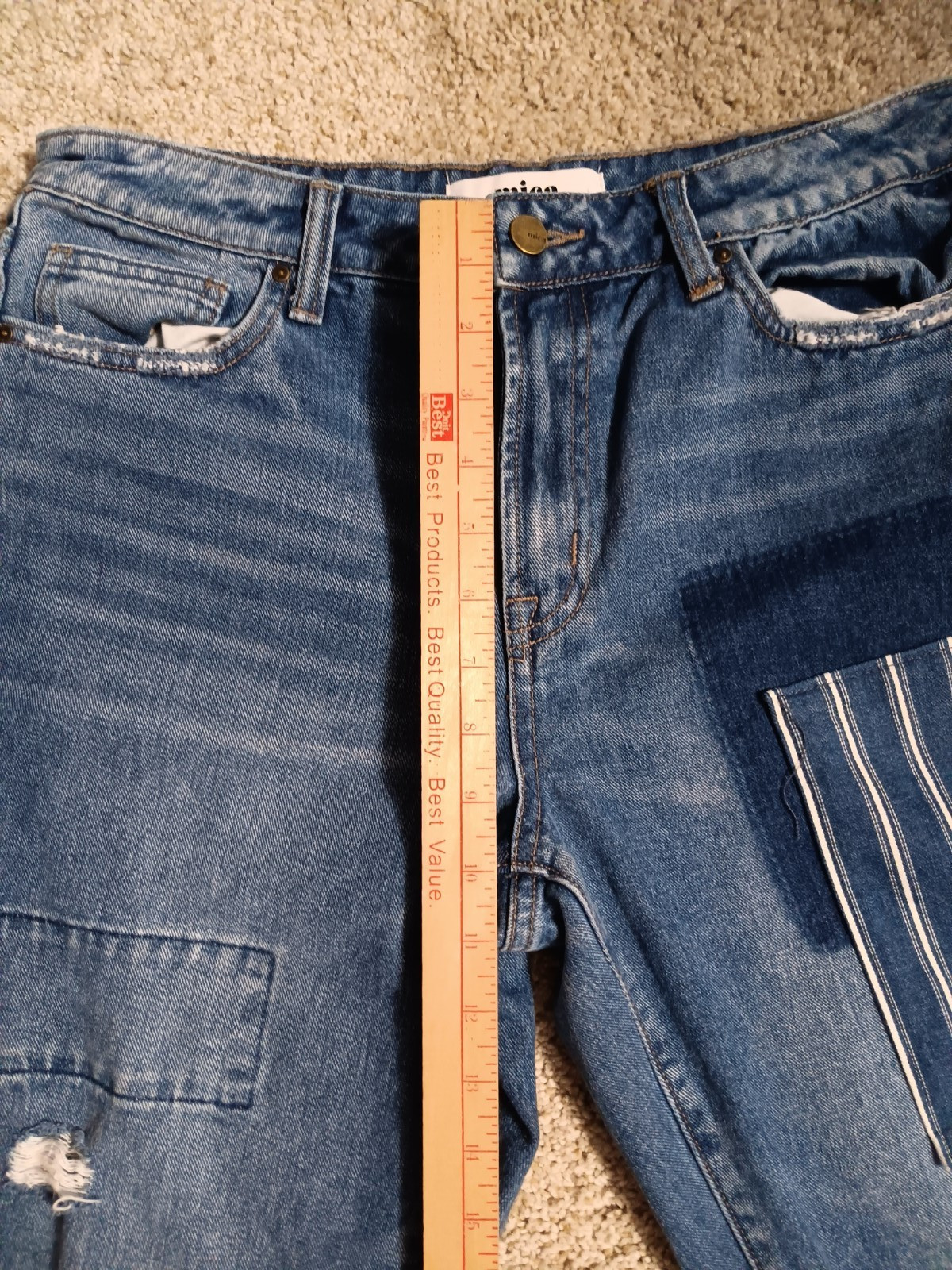 Mica LA Distressed Patchwork Cropped Tapered Jean… - image 14