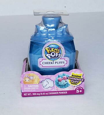 Pikmi Pops Cheeki Pops Small Scented Shimmer Puff in Blue Perfume Bottle, Age 5+