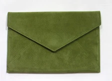 Envelope Clutch Wallet NUBUCK 8x6" MOSS Green