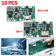 10x 3.7V 9V Micro USB/Type-C 18650 Lithium Battery Charging Board Charger Module