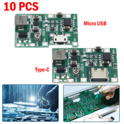 10x 3.7V 9V Micro USB/Type-C 18650 Lithium Battery Charging Board Charger Module