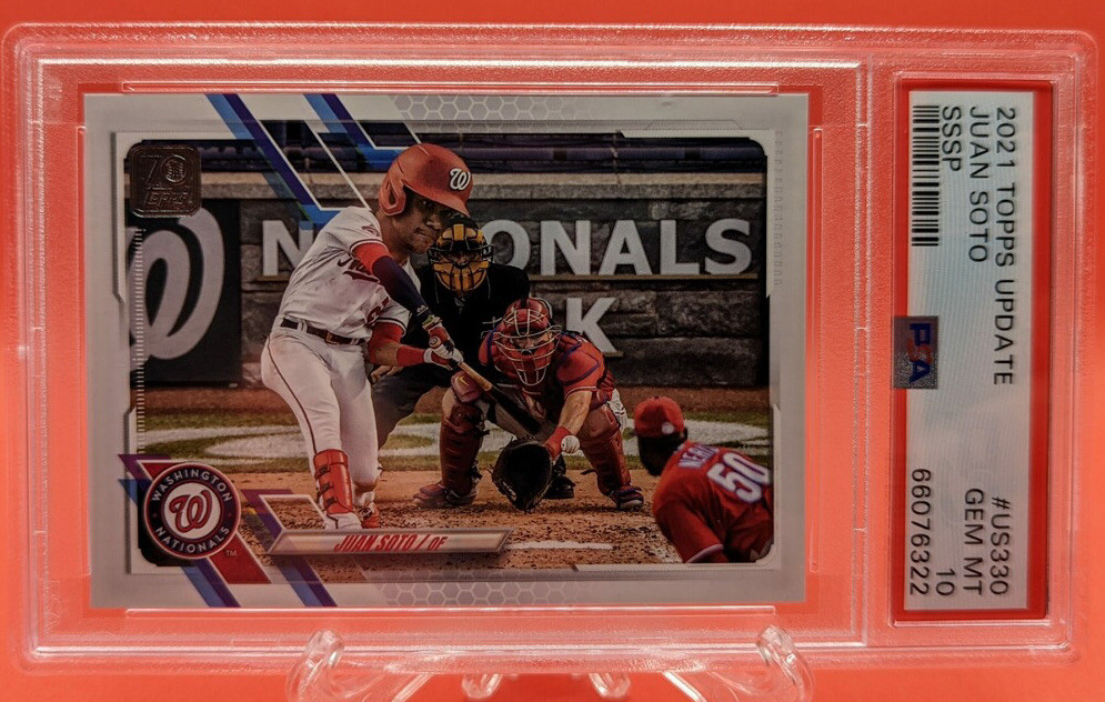 Juan Soto BIG HEAD PSA 10 Pop 4 2021 Topps Update Ultra Short Print SSSP Image