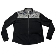 Nfl Official Raiders Lightweight Grey And Black Zip Up Women’s Jacket 3x