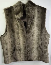 Vintage New Old Stock Cejon Faux Fur Women’s Vest L Polyester Taupe Brown New