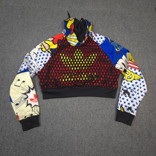 adidas Jumper Womens XSMALL red Rita Ora Super Hero Cropped hoodie Size XS - Picture 5 of 9