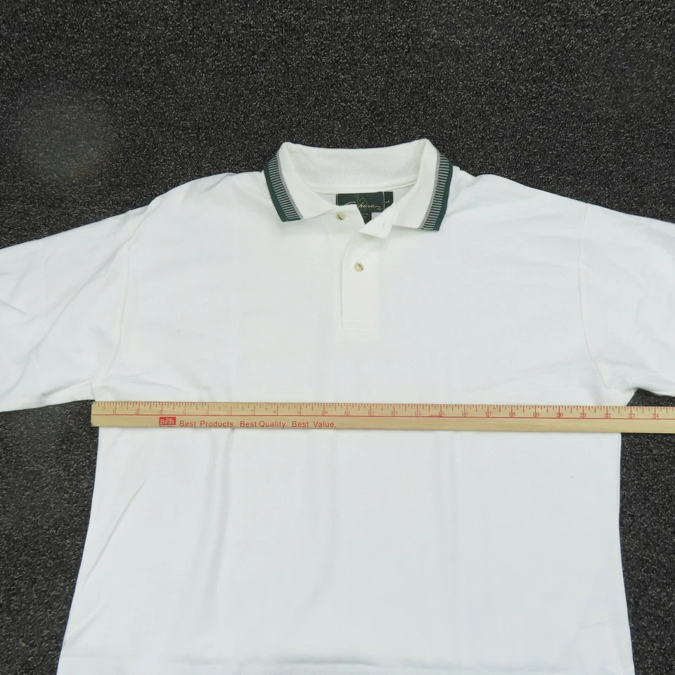Camisa Polo Sahara Adulto Grande Blanca y Verde Manga Corta Golf Informal Para Hombre Foto 2 de 4