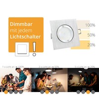 QW-2 Einbauleuchte IP44 Alu Flach Mit Fourstep Dim Led Modul 5W Warmweiß
