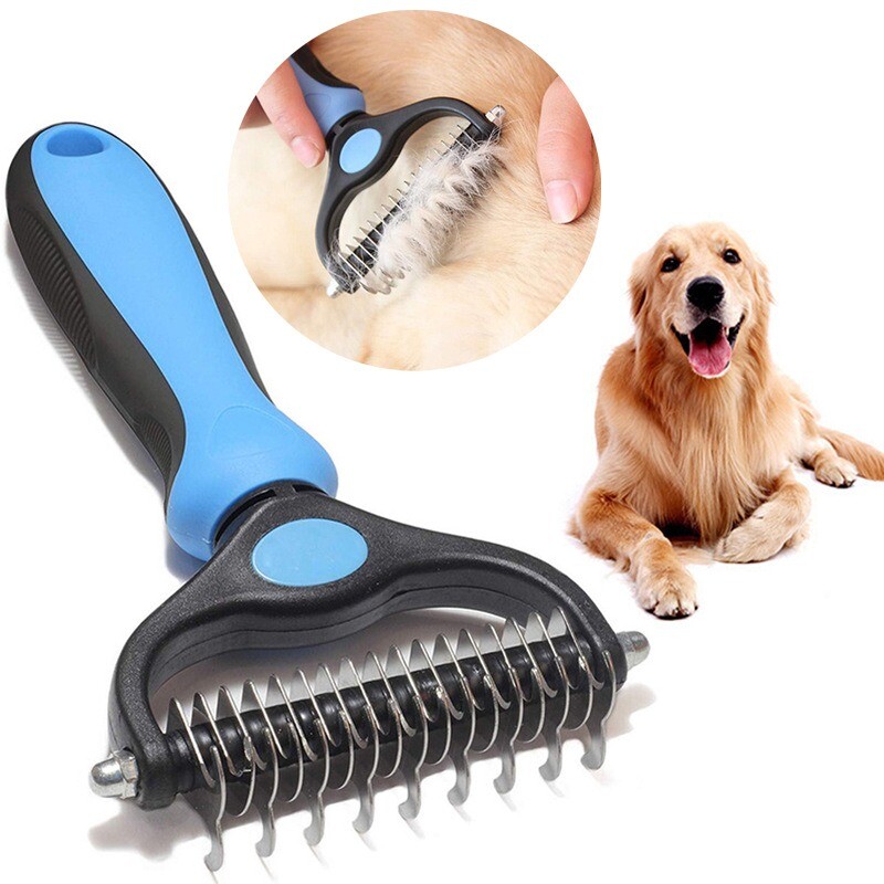 2side Dog Brush for Shedding Dematting Pet Grooming Cat Hair Undercoat Rake Comb
