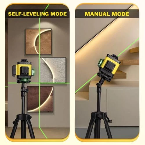 Laser Level, 4 x 360° Laser Level with Tripod, Self Leveling Laser Level 4x360°