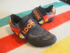 VTG LOOK Road Cycling Italy 2 Bolt Shoes Black Red Orange Sz EU 37 EUC Womens 7